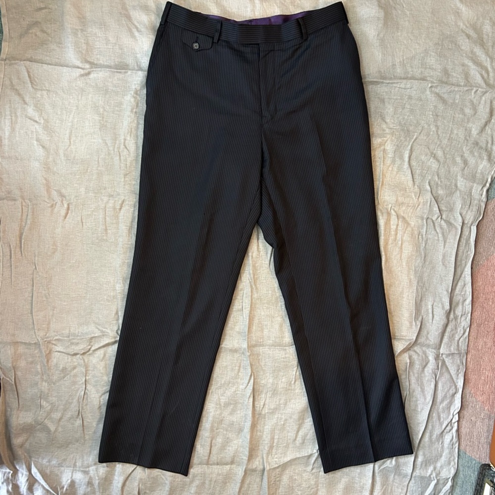 Men's Ted Baker slim dark blue / navy Pinstripe Pants
